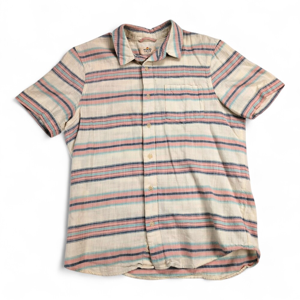 Marine Layer Men's Short-Sleeve Stripe Button-Up Shirt S